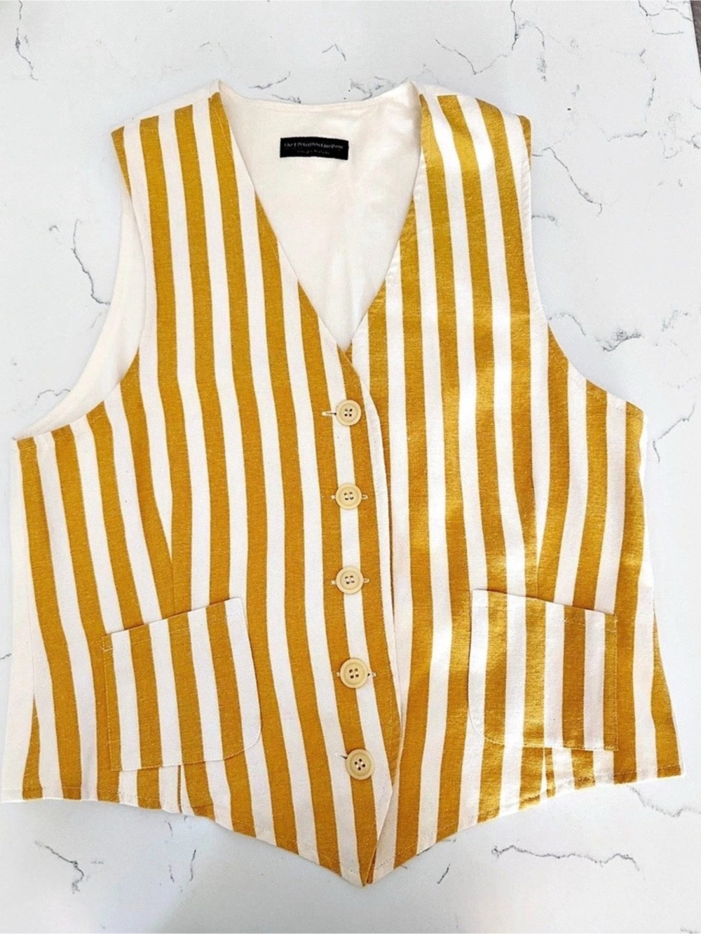 J. Peterman Striped Vest in Yellow & White